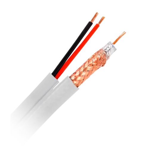 SAFIRE RG59UP-100-SIAM - Cable Combinado - Mini RG59 + alimentación SIAMÉS - Rollo de 100 metros - Cubierta color blanco - Diámetro exterior 6.0 mm - Bajas pérdidas