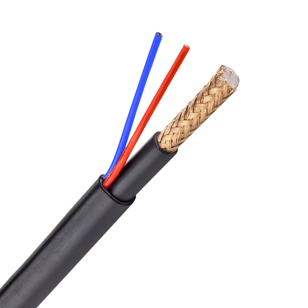 MARCA BLANCA RG59UP-300-LSZH - Cable Combinado - Micro RG59 + alimentación - Rollo de 300 metros - Cubierta color negro - Diámetro exterior 6.8 mm - Cubierta exterior LSZH