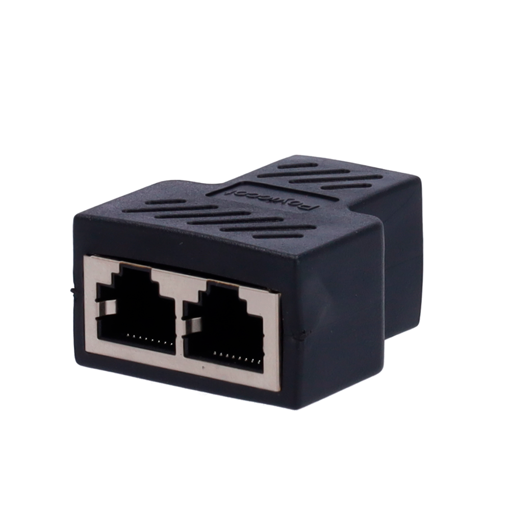 MARCA BLANCA RJ45-SPLIT-2P - Kit de Separador y Distribuidor RJ45 pasivo. - Distribución de señal de bajas pérdidas. - Divide 1 conector hembra en 2 hembras. - Formato compacto en plástico ABS y color negro. - Ideal para duplicación de conexiones de red - imagen 1
