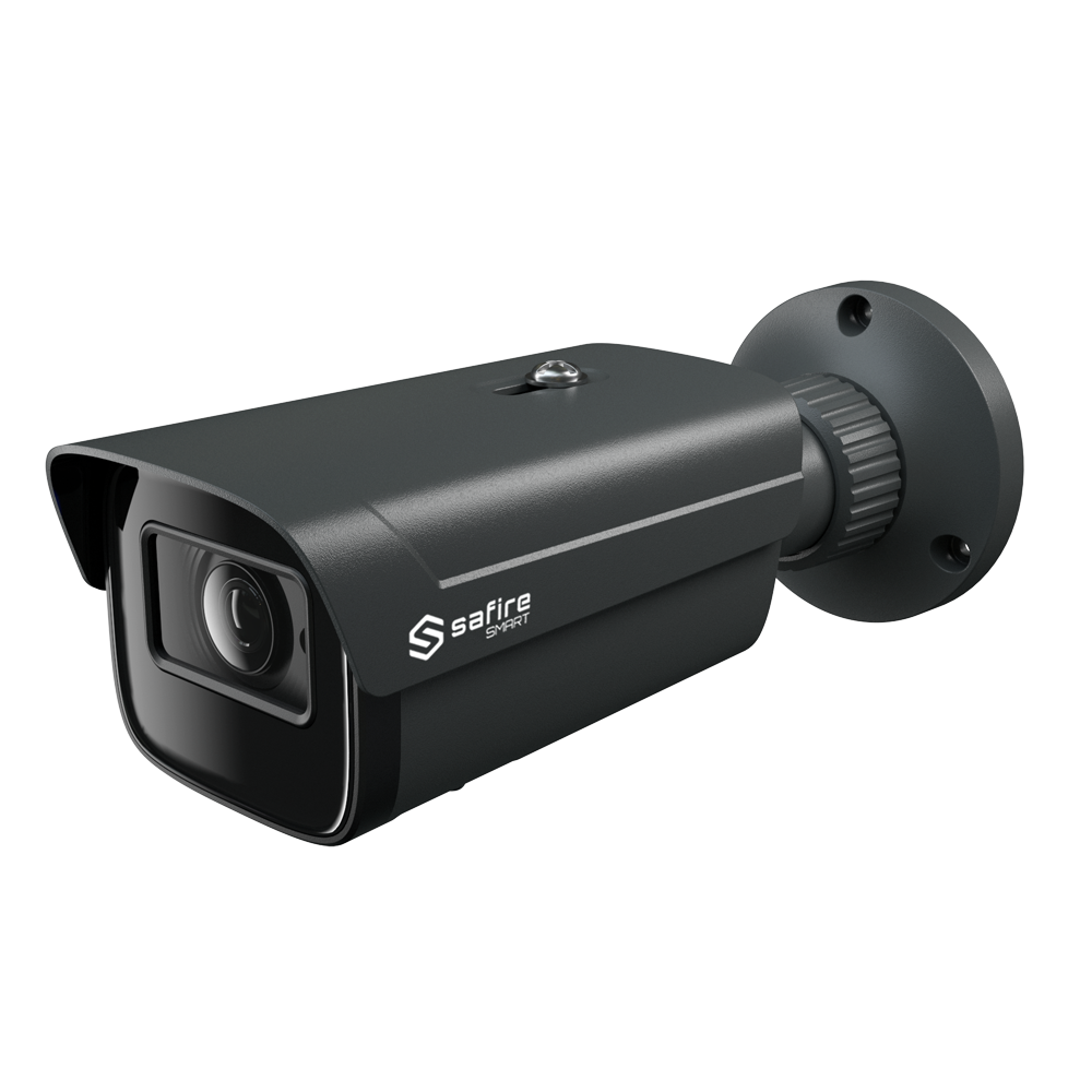 SAFIRE SMART SF-IPB380A-4E1-GREY - Safire Smart - Cámara Bullet IP gama E1 Inteligencia Artificial - Resolución 4 Megapíxel (2566x1440) - Lente 2.8 mm | MIC y Audio IN | IR 50m - AI: Clasificación de humano y vehículo - Impermeabilidad IP67 | PoE (IEEE802