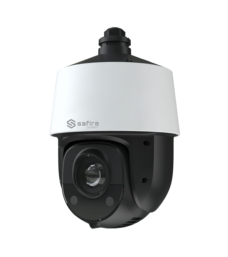 SAFIRE SMART SF-IPSD4025ITA-4E1 - Safire Smart - Cámara PTZ IP gama E1 Inteligencia Artificial - Resolución 4 Megapíxel (2560x1440) - Zoom óptico 25X | IR 160m - Autotracking, humano y vehículo | Alarmas - Impermeabilidad IP66 | PoE+ (IEEE802.3at)