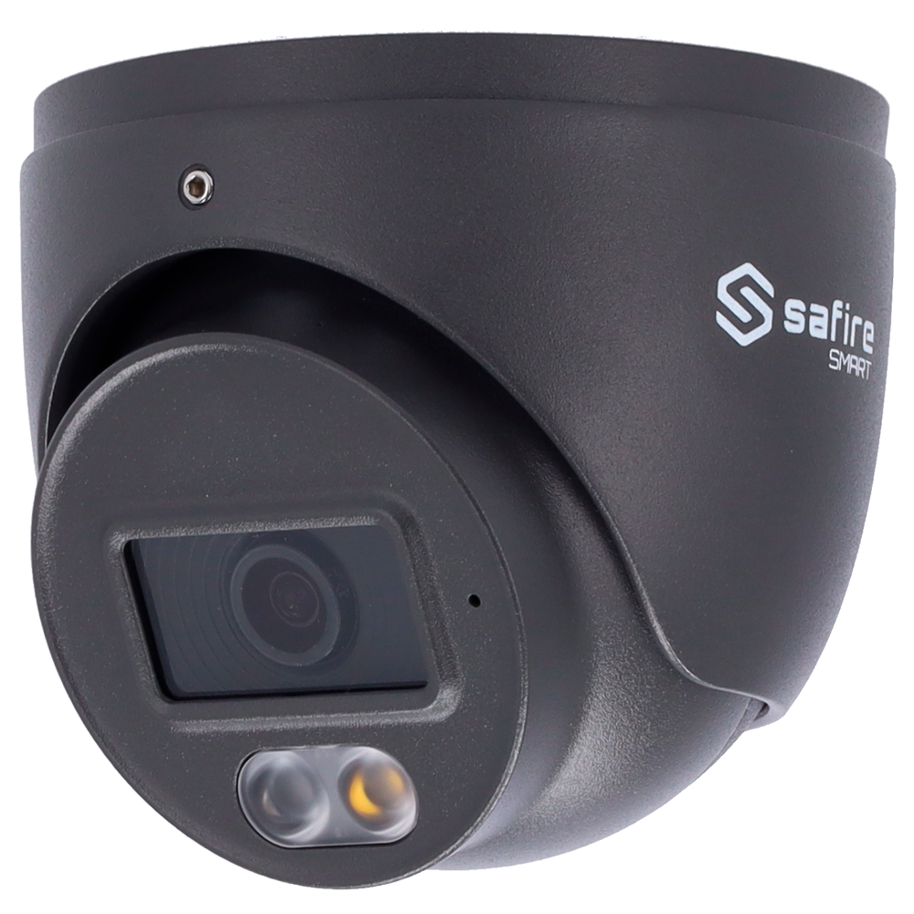 SAFIRE SMART SF-IPT010A-4B1-DL-GREY - Cámara Turret IP gama B1 con luz dual - Resolución 4 Mpx (2566x1440) - Lente 2.8 mm | Micrófono | DL 20 m - Clasificación de humano - Grado de protección IP67 - PoE (IEEE802.3af) - imagen 1
