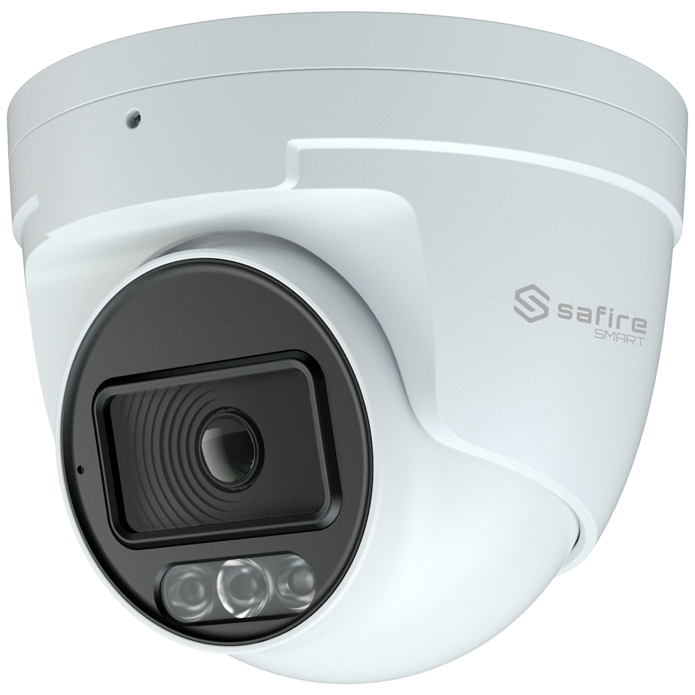 SAFIRE SMART SF-IPT020A-4I1-NIGHTPRO - Safire Smart cámara Turret IP gama I1 con AI-ISP - Sensor 1/1.8" gran apertura F1.0 Night Color X - Resolución 4 Megapíxel (2688x1520) | MicroSD 1TB - Lente 2.8 mm | Micrófono integrado | LED 30m - AI:Clasificac