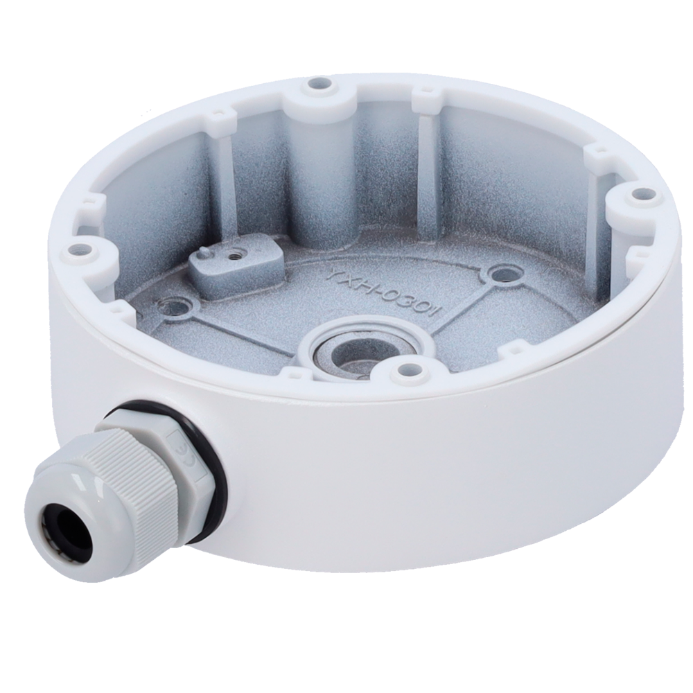 SAFIRE SMART SF-JBOX-0101B - Caja de conexiones Safire Smart - Para cámaras domo - Apto para uso exterior IP66 - Instalación en techo o pared - 39 (Al) x 117.9 (Ø) x 143.3 (Fo) mm - Pasador de cables