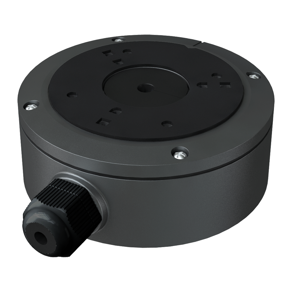 SAFIRE SMART SF-JBOX-0301-GREY - Caja de conexiones Safire Smart - Para cámaras domo - Apto para uso exterior IP66 - Instalación en techo o pared - 46.5 (Al) x 117.9 (Ø) x 143.3 (Fo) mm - Pasador de cables