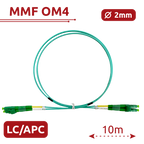 SAFIRE SF-LC-APC-LC-APC-OM4-DX-10M-A - Cable de conexión de fibra óptica - Fibra multimodo OM4 - Conector LC APC dúplex - Longitud 10m - Cubierta LSZH - Compatibilidad genérica - imagen 1