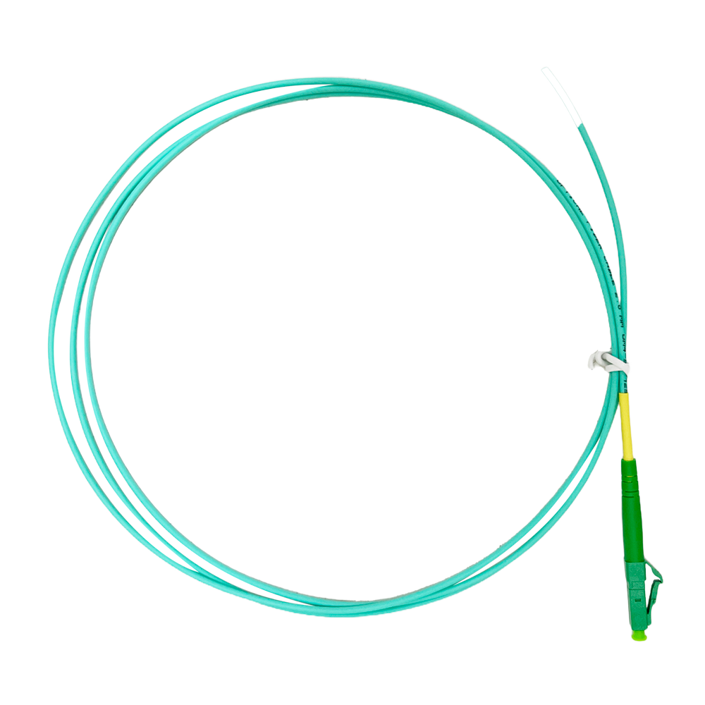 SAFIRE SF-LC-APC-OM4-0015M-D20-A - Pigtail de fibra óptica simplex - Fibra multimodo OM4 de alta velocidad - Conector LC con pulido APC - Grosor de cable estándar de 2.0 mm - Longitud exacta de 1.5 metros - Cubierta exterior LSZH color Aqua - imagen 1