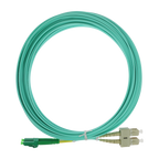 SAFIRE SF-LC-APC-SC-UPC-OM4-DX-10M - Cable de conexión de fibra óptica dúplex - Fibra multimodo OM4 de alta velocidad - Conectores híbridos LC APC y SC UPC - Longitud exacta de 10 metros - Cubierta exterior LSZH color Aqua - Compatibilidad de uso genérica - imagen 1
