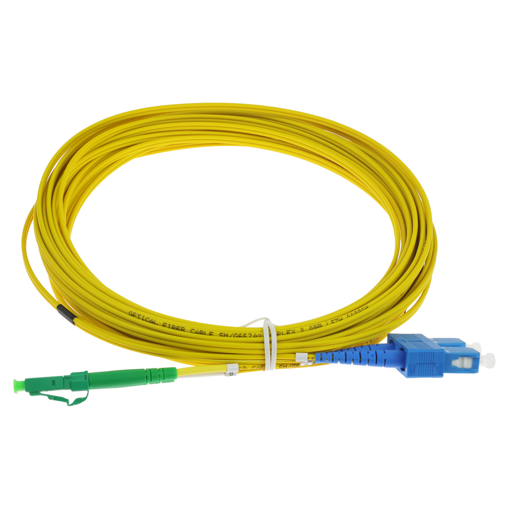 SAFIRE SF-LC-APC-SC-UPC-SM-DX-10M - Cable de conexión de fibra óptica dúplex - Fibra monomodo G657A2 de alto rendimiento - Conectores híbridos LC APC y SC UPC - Longitud exacta de 10 metros - Cubierta exterior LSZH color amarillo - Compatibilidad de uso g - imagen 1