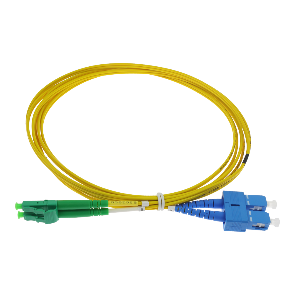 SAFIRE SF-LC-APC-SC-UPC-SM-DX-3M - Cable de conexión de fibra óptica dúplex - Fibra monomodo G657A2 de alto rendimiento - Conectores híbridos LC APC y SC UPC - Longitud exacta de 3 metros - Cubierta exterior LSZH color amarillo - Compatibilidad de uso gen - imagen 1