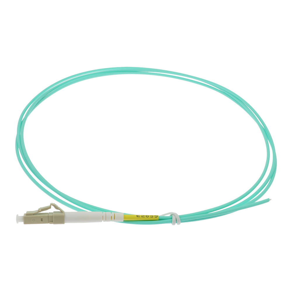 SAFIRE SF-LC-UPC-OM4-0015M-D20-A - Pigtail de fibra óptica simplex - Fibra multimodo OM4 de alta velocidad - Conector LC con pulido UPC - Longitud exacta de 1.5 metros - Cubierta exterior LSZH color Aqua - Compatibilidad de uso genérica universal - imagen 1