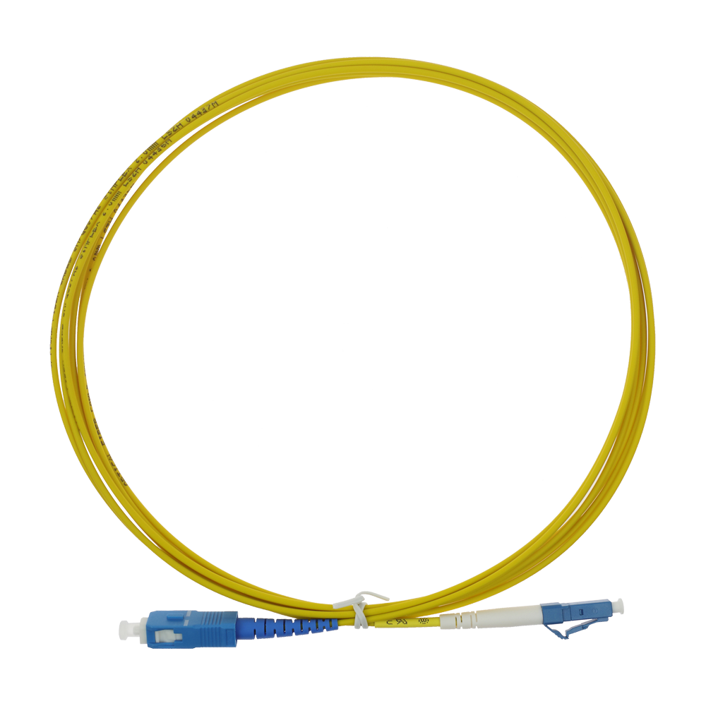 SAFIRE SF-LC-UPC-SC-UPC-SM-SX-3M - Cable de conexión de fibra óptica simplex - Fibra monomodo OS2 G657A2 de alto nivel - Conectores híbridos LC UPC y SC UPC - Longitud exacta de 3 metros - Cubierta exterior LSZH color amarillo - Compatibilidad de uso gené - imagen 1