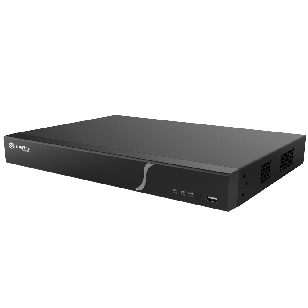 SAFIRE SMART SF-NVR8216A-16P-B2 - Safire Smart - Grabador NVR para cámaras IP gama B2 - 16CH Puertos PoE / Compresión H.265S / 2HDD - Resolución hasta 12Mpx / Ancho de banda 160Mbps - HDMI 4K y VGA / Dewarping Fisheye - Reconocimiento facial, Metadatos de