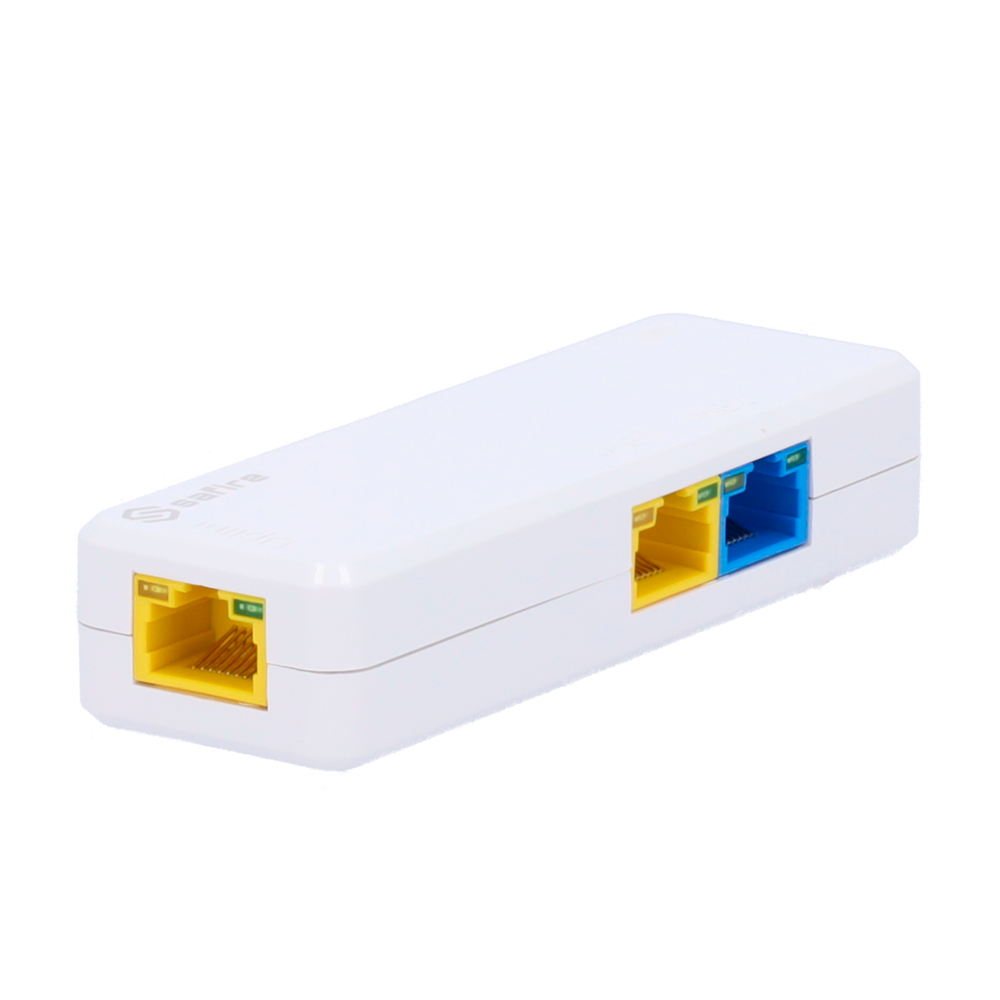 SAFIRE SF-POE-EXT0302-60W - Extensor PoE Safire. - Soporta estándares modernos IEEE 802.3af/at/bt. - Dispone de 3 puertos RJ45 (1 Uplink / 2 PoE). - Suministro de potencia masiva de hasta 60 W. - Transferencia de datos a velocidad de 10/100M. - Función in - imagen 1