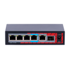 SAFIRE SF-POE-EXT0604-GF-60 - Extensor PoE Safire. - Soporta estándares modernos IEEE 802.3af/at/bt. - Dispone de 6 puertos (4 PoE / 1 Uplink / 1 SFP). - Suministro de potencia masiva de hasta 60 W. - Transferencia de datos Gigabit 10/100/1000M. - Función - imagen 1