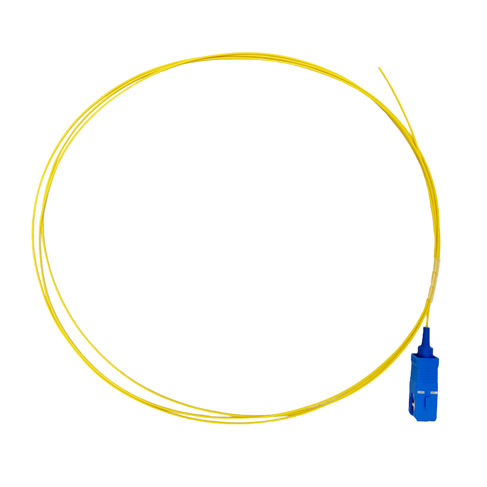 SAFIRE SF-SC-UPC-OS2-0015M-D09-Y - Pigtail de fibra óptica simplex - Fibra monomodo G657A2 de alto rendimiento - Conector SC con pulido UPC - Diámetro ultrafino de 0.9 mm (tight buffer) - Longitud exacta de 1.5 metros - Cubierta exterior LSZH color amaril - imagen 1