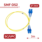 SAFIRE SF-SC-UPC-SC-UPC-OS2-DX-3M-Y - Cable de conexión de fibra óptica - Fibra monomodo OS2 - Conector SC UPC dúplex - Longitud 3m - Cubierta LSZH - Compatibilidad genérica - imagen 1