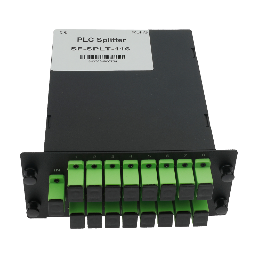MARCA BLANCA SF-SPLT-116 - Splitter óptico PLC de alta precisión - Configuración 1x16 (1 entrada, 16 salidas) - Fibra monomodo G657A2 de alto rendimiento - Conectores SC APC de baja pérdida integrados - Formato en casete modular compacto y robusto - Super - imagen 1