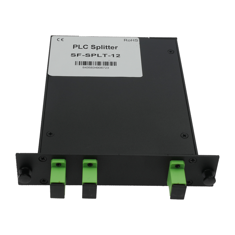 MARCA BLANCA SF-SPLT-12 - Splitter óptico PLC de alta precisión - Configuración 1x2 (1 entrada, 2 salidas) - Fibra monomodo G657A2 de alto rendimiento - Conectores SC APC de baja pérdida integrados - Formato en casete modular compacto y robusto - Superfic - imagen 1