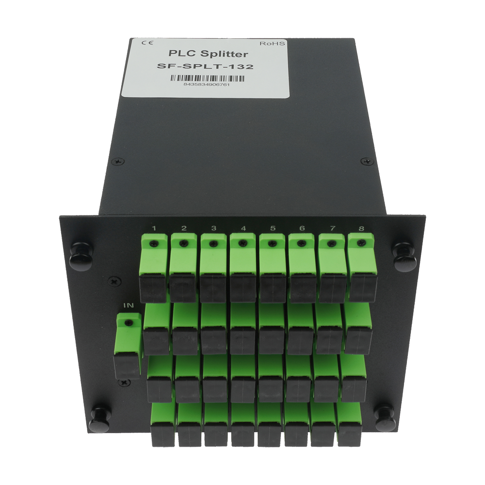 MARCA BLANCA SF-SPLT-132 - Splitter óptico PLC de alta precisión - Configuración 1x32 (1 entrada, 32 salidas) - Fibra monomodo G657A2 de alto rendimiento - Conectores SC APC de baja pérdida integrados - Formato en casete modular compacto y robusto - Super - imagen 1