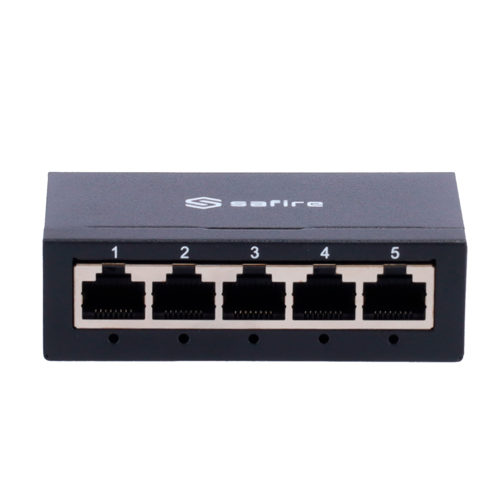 SAFIRE SF-SW05-G-M - Switch de sobremesa - 5 puertos Gigabit - Velocidad 10/100/1000 Mbps - Plug &amp; Play - Tecnología de ahorro de energía - Carcasa de metal - imagen 1