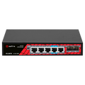 SAFIRE SF-SW0704HIPOE-GMF-65 - Safire Switch PoE - 4 puertos PoE + 1 Uplink RJ45 + 2 SFP (1G/2,5G) - Velocidad de puertos 10/100/1000 Mbps - 4 Puertos PoE+ 30W ( puerto 4 hasta 60w ) - Potencia PoE total de 65W - PoE Watchdog / Auto PoE Extendido Hasta 13 - imagen 1