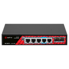SAFIRE SF-SW0704HIPOE-GMF-65 - Safire Switch PoE - 4 puertos PoE + 1 Uplink RJ45 + 2 SFP (1G/2,5G) - Velocidad de puertos 10/100/1000 Mbps - 4 Puertos PoE+ 30W ( puerto 4 hasta 60w ) - Potencia PoE total de 65W - PoE Watchdog / Auto PoE Extendido Hasta 13 - imagen 1