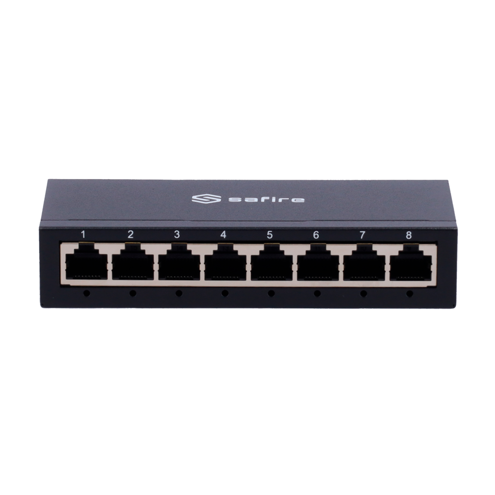 SAFIRE SF-SW08-G-M - Safire Switch de sobremesa - 8 puertos Gigabit - Velocidad 10/100/1000 Mbps - Plug &amp; Play - Tecnología de ahorro de energía - Carcasa de metal - imagen 1