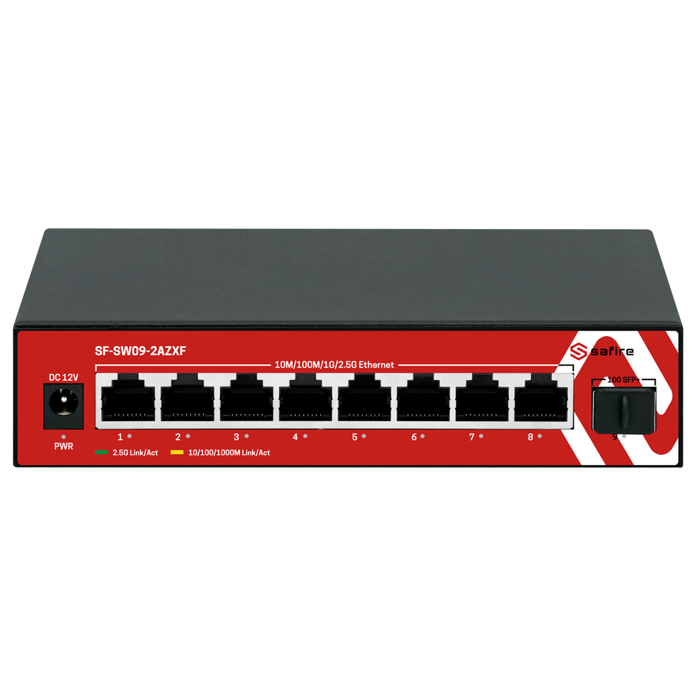 SAFIRE SF-SW09-2AZXF - Switch Multigagibit 2,5Gbps - 8 puertos + 1 Uplink SFP 10G - Velocidad de puertos 2,5/1Gbps - Tasa de reenvío de paquetes 44.64 Mbps - Capacidad de switching 60 Gbps - Switch de sobremesa - imagen 1