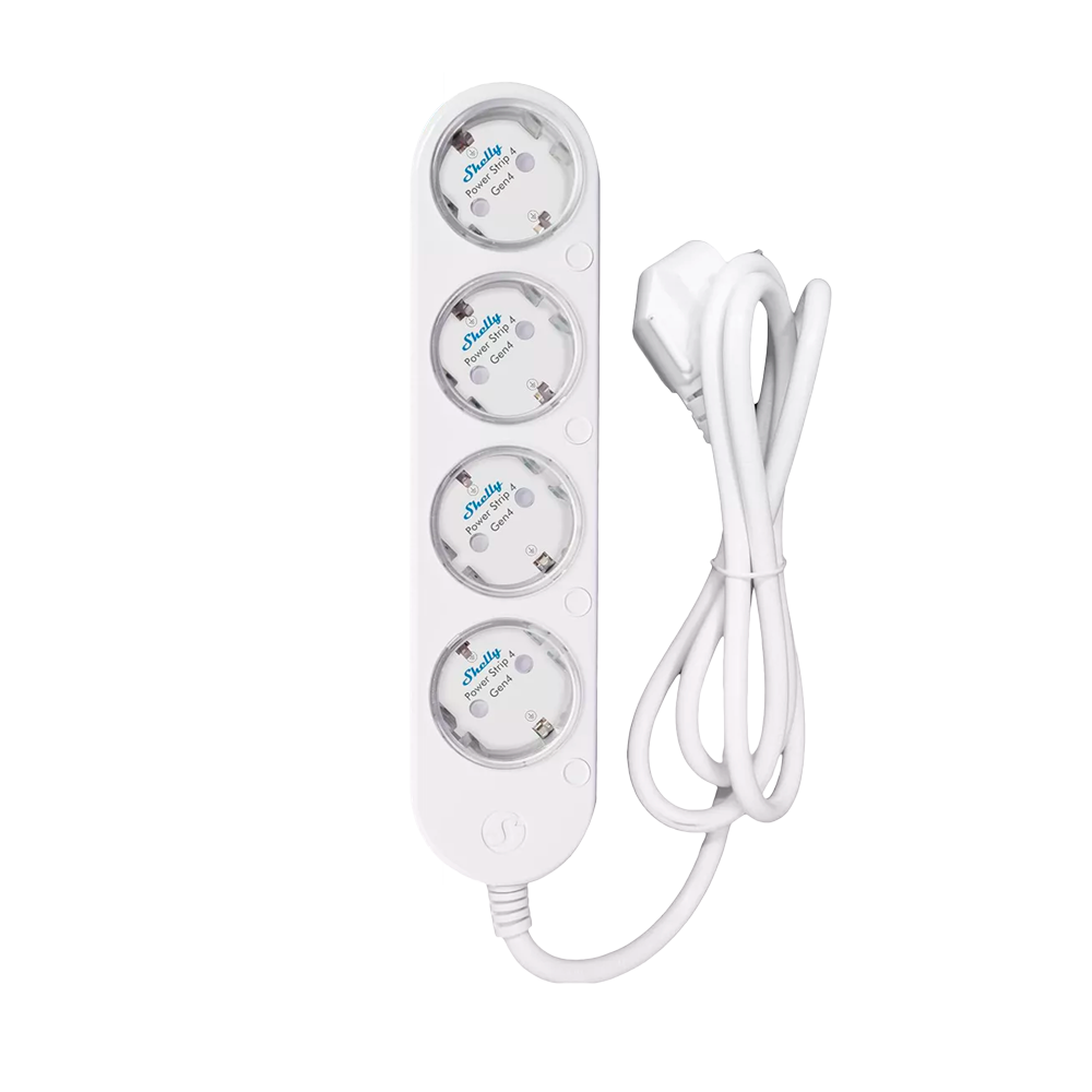 SHELLY SH-POWER-STRIP-4-GEN4-W - Shelly Power Strip 4 Gen4 (White) - Regleta inteligente con 4 tomas independientes - Protección contra sobretensión / Schuko (F) - WiFi 2.4GHz / Bluetooth / Zigbee / Matter - Soporta AC 230V / 3680W / Medidor de Consumo - imagen 1