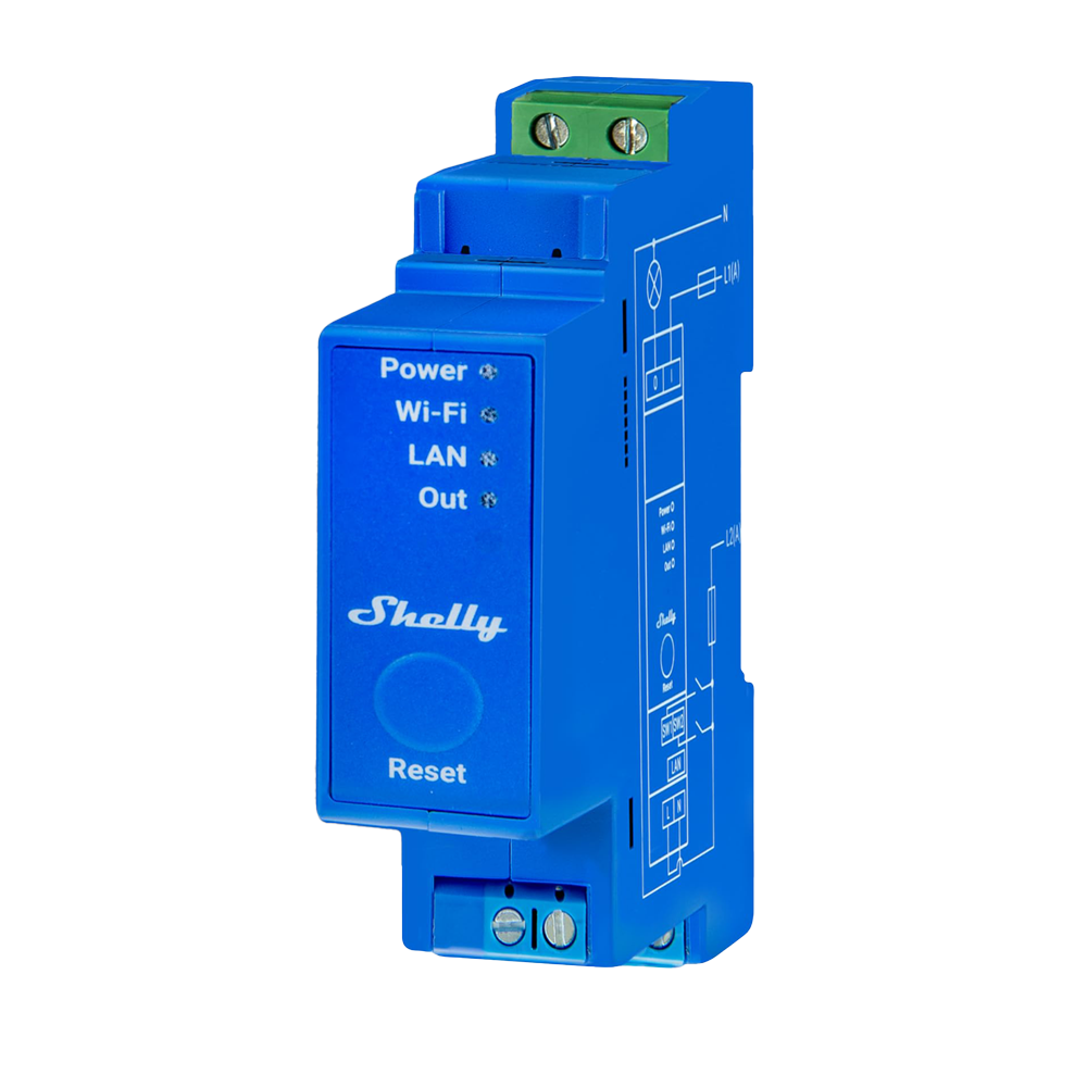 SHELLY SH-PRO-1 - Relé Shelly Pro 1 - Controlador Inteligente Carril DIN - Relé de 1 canal Independiente / Contacto Seco - WiFi 2.4GHz / Bluetooth / LAN - Soporta A C110-240V / DC 30V - Compatible con Alexa y Google - imagen 1