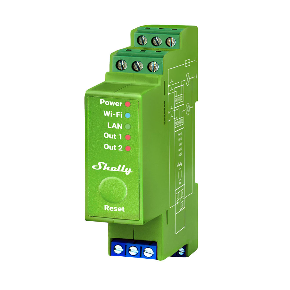 SHELLY SH-PRO-DIMMER-2PM - Shelly Pro Dimmer 2PM - Atenuación (Dimming) / Carril DIN - 2 Canales (Atenuable) / 2x 200W Max - WiFi 2.4GHz / Bluetooth / LAN - Soporta AC 110-240 V / Medidor de Consumo - Compatible con Alexa y Google - imagen 1