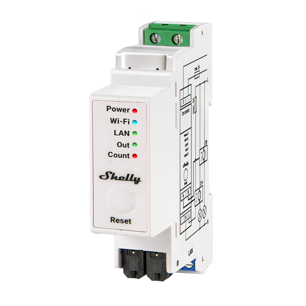 SHELLY SH-PRO-EM-50 - Shelly PRO EM - 50 - Medición de 2 canales / 2 x Pinza 50A Incluida - Contactor mediante salida de relé / Carril DIN - WiFi 2.4GHz / Bluetooth / LAN - Soporta AC 110-240V / Medidor de Consumo - Compatible con Alexa y Google - imagen 1