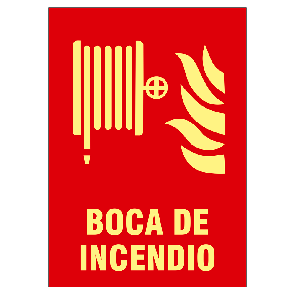 MARCA BLANCA SIGNS-26B-2129 - Cartel de señalización - Equipos de protección contra incendios - Boca de incendio - Colores fotoluminiscentes - Categoría B - Distancia de Visualización <10m