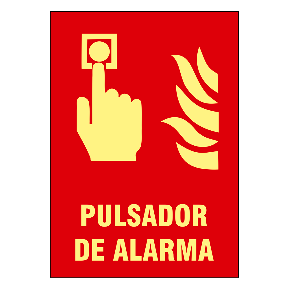MARCA BLANCA SIGNS-32B-2129 - Cartel de señalización - Equipos de protección contra incendios - Pulsador de alarma - Colores fotoluminiscentes - Categoría B - Distancia de Visualización <10m
