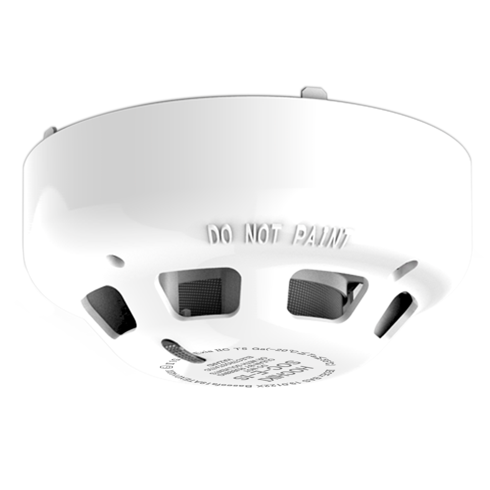 HOCHIKI SOC-E-IS(WHT) - Detector de humo fotoeléctrico convencional - Intrínsecamente seguro - LED gemelos permiten una visualización de 360° - Sensibilidad variable - Salida de indicador remoto - Amplio rango de voltaje (9,5 ~ 30 V CC)