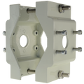 MARCA BLANCA SP802 - Soporte para mástiles/farolas - Rango diámetro 60~110 mm - Fijación en ambas caras - Apto para uso en exterior - Color blanco | 115 (Al) x 170 (An) mm - Pasador de cables - imagen 1