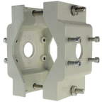 MARCA BLANCA SP802 - Soporte para mástiles/farolas - Rango diámetro 60~110 mm - Fijación en ambas caras - Apto para uso en exterior - Color blanco | 115 (Al) x 170 (An) mm - Pasador de cables - imagen 1