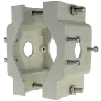 MARCA BLANCA SP804 - Soporte para mástiles/farolas - Rango diámetro 60~110 mm - Fijación en ambas caras - Apto para uso en exterior - Color blanco | 115 (Al) x 170 (An) mm - Pasador de cables - imagen 1