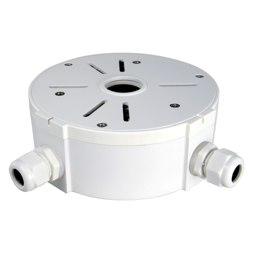 MARCA BLANCA SP805 - Caja de conexiones - Para cámaras bullet o domos - Apto para uso exterior - Instalación en techo o pared - Pasador de cables / Múltiples orificios - Color blanco | 55 (Al) x 145 (Ø) mm
