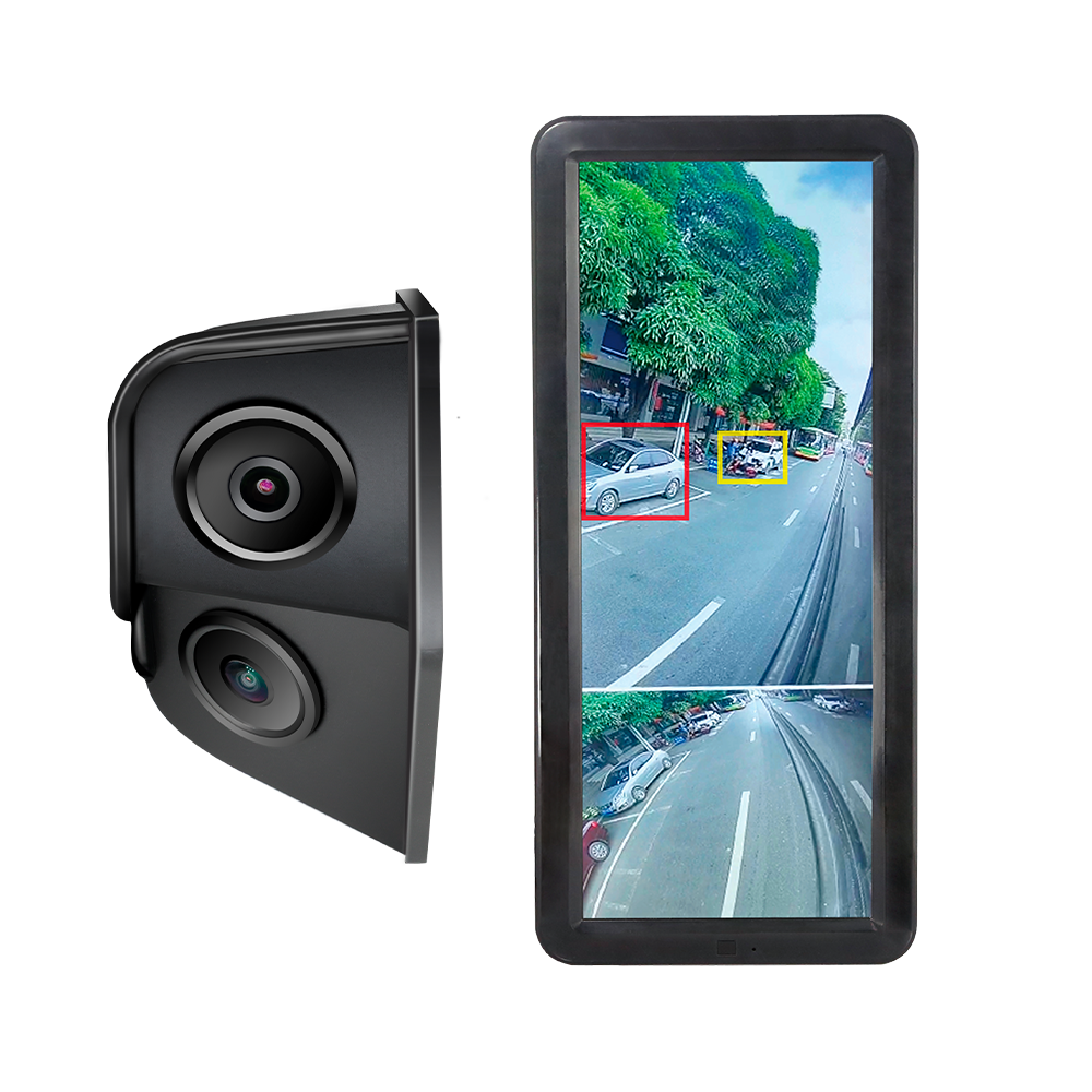 MARCA BLANCA STK-MIRROR-LEFT - Kit de retro visión izquierdo - Cámara retro visión y ángulo muerto - Detección por IA de peatones y motos - Grabación en monitor - Pantalla IPS con BLC y brillo auto