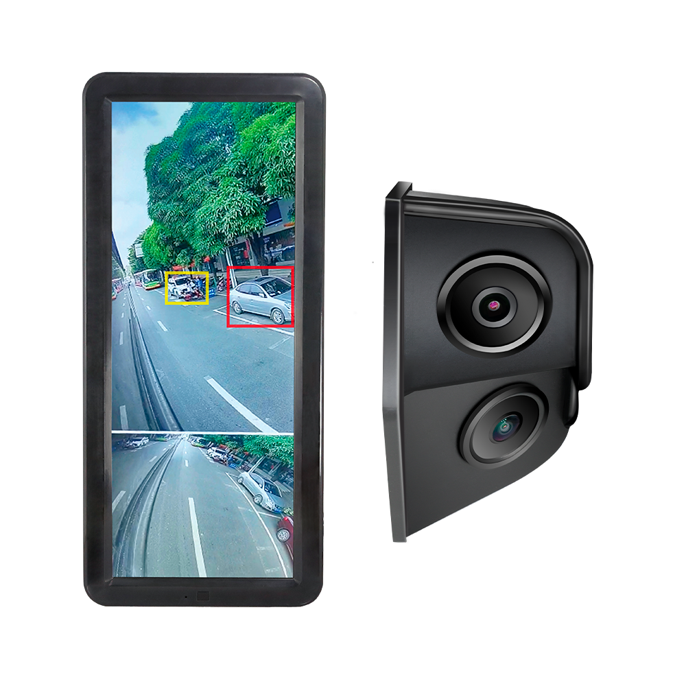 MARCA BLANCA STK-MIRROR-RIGHT - Kit de retro visión derecho - Cámara retro visión y ángulo muerto - Detección por IA de peatones y motos - Grabación en monitor - Pantalla IPS con BLC y brillo auto