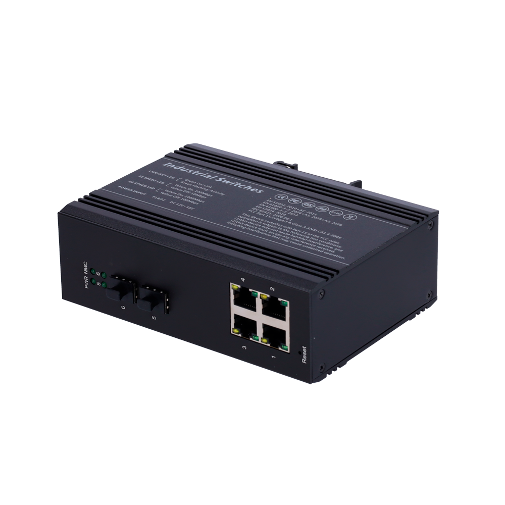 MARCA BLANCA SW0604HIPOE-MGF-120-DIN - Switch PoE Marca Blanca - Montaje en carril DIN - 4 Puertos Gigabit + 2 SFP Gigabit - 90W puertos 1 o 2 / 30W puerto 3-4 / Máximo 120W - IEEE802.3af/at/bt | PoE/PoE+/Hi-PoE - VLAN/STP/RSTP/MSTP/ERPS/SNMP/ACL - Static - imagen 1