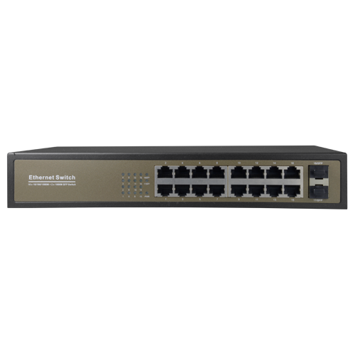 MARCA BLANCA SW1816GT-2GF - Switch de sobremesa - 16 puertos Gigabit RJ45 - 2 SFP Uplink Port 10/100/1000 Mbps - Velocidad 10/100/1000 Mbps - Plug &amp; Play - Tecnología de ahorro de energía - imagen 1