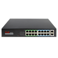 MARCA BLANCA SW1816POE-160-E - Switch PoE - 16 puertos RJ45 + 2 RJ45 Uplink - 16x 10/100Mbps + 2x 10/100/1000Mbps - 16 Puertos PoE 802.3af/at hasta 30W por puerto - Potencia PoE total 160W - PoE Extendido hasta 250m Puertos 9-16