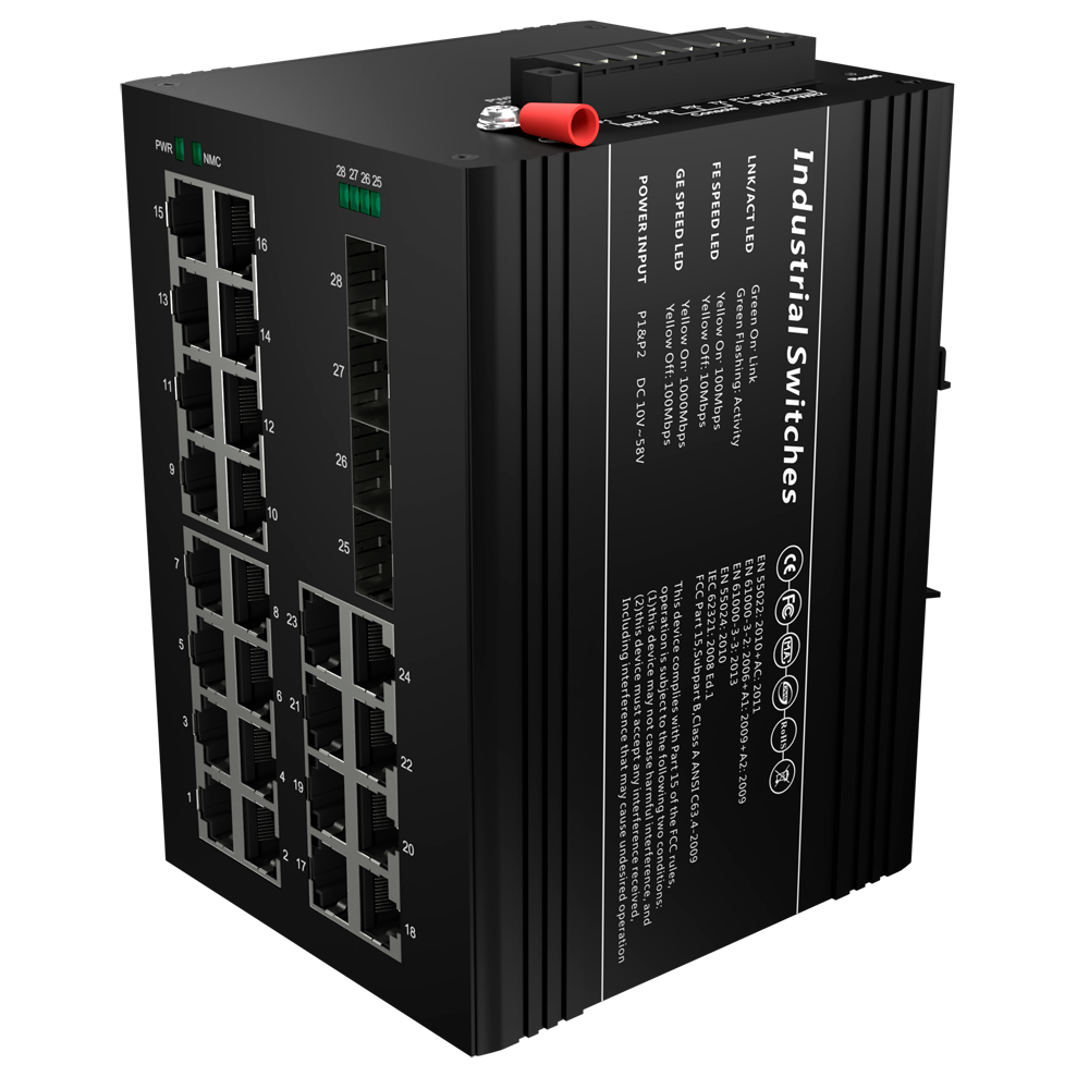MARCA BLANCA SW2624HIPOE-MGF-360-DIN - Switch PoE Marca Blanca - Montaje en carril DIN - 24 Puertos Gigabit + 4 SFP Gigabit - 90W puertos 1-2 23-24/30W puertos 3-22 /Max 360W - IEEE802.3af/at/bt | PoE/PoE+/Hi-PoE - VLAN/STP/RSTP/MSTP/ERPS/SNMP/ACL - Stati - imagen 1