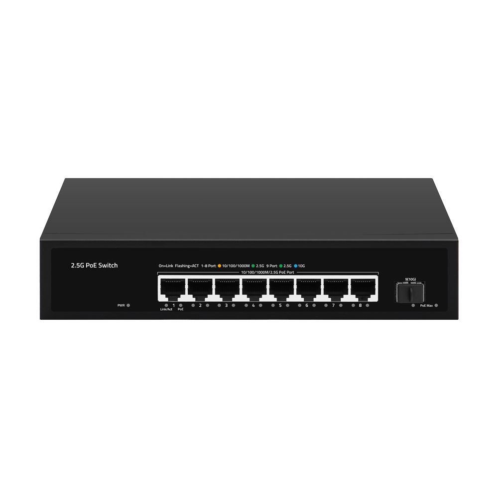 MARCA BLANCA SW98HIPOE-2AZXF-150-V2 - Switch PoE Multigagibit 2,5Gbps - 8 puertos PoE + 1 Uplink SFP 10G - Velocidad de puertos 2,5/1Gbps - 8 Puertos PoE+ 30W - PoE Watchdog - Hasta 150W Potencia PoE total - imagen 1