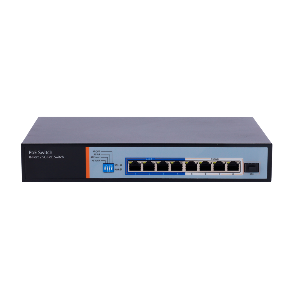 MARCA BLANCA SW98HIPOE-2AZXF-150 - Switch Hi-PoE Multigagibit 2,5Gbps - 8 puertos PoE + 1 Uplink SFP 10G - Velocidad de puertos 2,5/1Gbps - 8 Puertos PoE+ 30W + 4 Puertos Hi-PoE 90W - PoE Watchdog - Hasta 150W Potencia PoE total - imagen 1