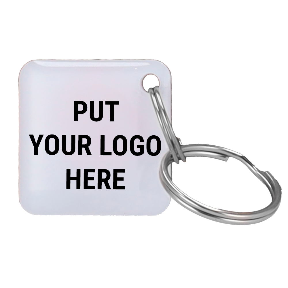 MARCA BLANCA TAG-MF-EPOXY-SQ-CUSTOM-100 - Llavero TAG de proximidad personalizable - MF 13.56 MHz pasivo | 100 unidades - Número ID y logo personalizado impresos - Logo personalizado de hasta 2 colores - Color del TAG elegible | Resina epoxi - Enviar al c