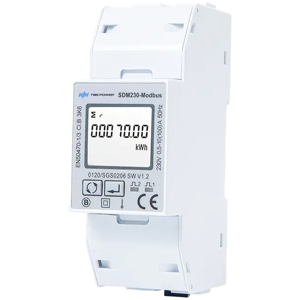 TBB-SDM-230 - Smart Meter TBB - Monofásico | Bidireccional - Compatible con inversor Riio SUN II - Montaje en carril DIN - Para sistemas conectados a red